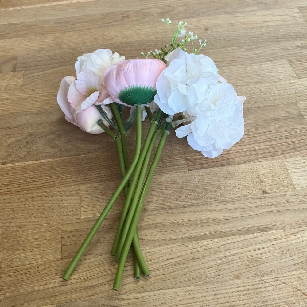 Vintage Ceramic Vase with Pink and White Flowers